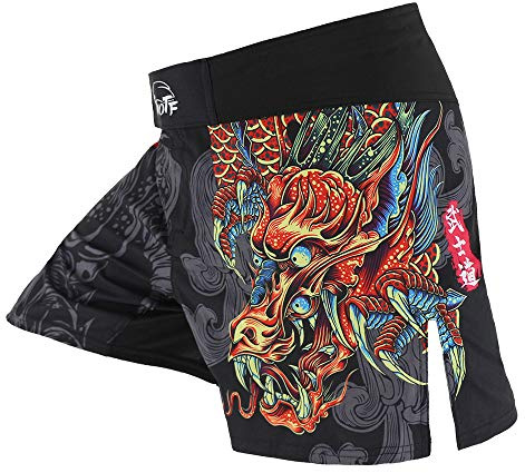 MMA Boxe Trunks per gli uomini in esecuzione Fitness Combat Trainning Lotta Shorts, Pantaloncini Sportivi Allenamento - XXL vita 102/104 cm