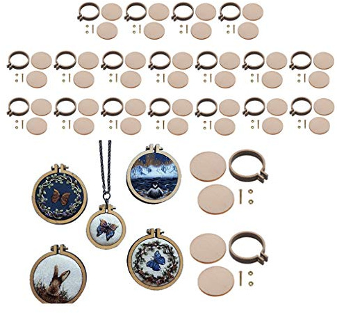 Ruluti 20pcs Mini Holz Hoops Gelochte Für Kreuzstich Runde Stickrahmen Rahmen-Kreuz-Stich, Kunst, DIY-Werkzeug