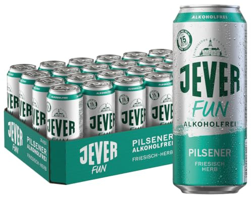 Jever Fun Alkoholfreies Bier 24x0,50 Liter Dosen EINWEG. Ohne Zucker, voller Geschmack. 12 Liter Gesamt