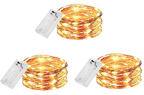 innotree 3 Pack Fairy Lights Battery Operated with Timer | 3M 30 LEDs Indoor String Lights, Copper Wire Christmas Lights Waterproof for Bedroom Party Bottle Xmas Decoration, Warm White