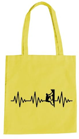 Herzschlag Klettern Baumwolltasche - Ekg Bergsteigen Berg Climbing Bouldern Gelb
