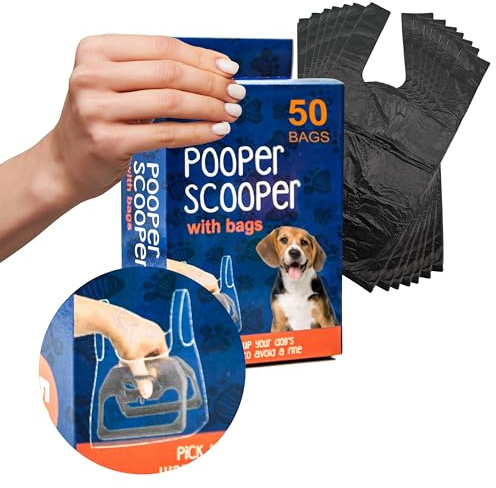 Petopedia 1 pala de mano para excrementos de perros All Pets – Cuchara montada para excrementos de perros con 50 bolsas – Limpieza ligera e higiénica, recogedor de caca para residuos de mascotas (15