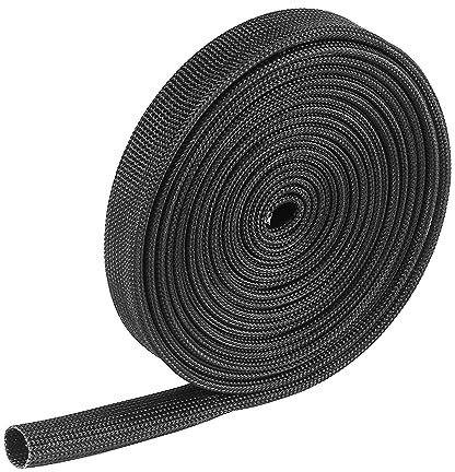X AUTOHAUX 10ft - 12mm 1/2 Fiberglass Heat Wire Shield Sleeve Black | Heat High Temp Shield Adjustable for Car Wire Looms Protection