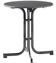 SIEGER Table de Boulevard Pliante avec Plaque Mecalit-Pro. Dimensions du Plateau : env. 70 cm de diamètre, Gris Fer/Ardoise Anthracite