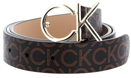 Calvin Klein Damen Gürtel Re-Lock Ck Logo Belt 3.0 cm Mono Kunstledergürtel, Braun (Brown Mono), 90 cm