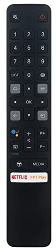 Nouveau RC901V FMR7 Télécommande de Remplacement - VINABTY 06-BTZNYY-IRC901V RC901V FMR7 Télécommande pour TCL Android 4K Smart TV Remote Controller avec Netflix FPT Play