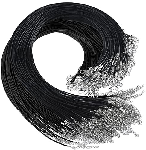 TUPARKA 200 Pcs Waxed Necklace Cord Black Necklace Cord for Jewelry Making 1.5mm Necklace Rope for DIY Necklace Bracelet