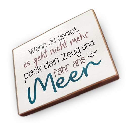 Kühlschrankmagnet mit Spruch - W - Handmade aus Buchenholz - Magnet für Kühlschrank Süß Witzig Lustig - Küchen Kühlschrank Deko 6.5cm x 5cm - Geschenk-Idee (Wenn du denkst es geht nicht mehr)