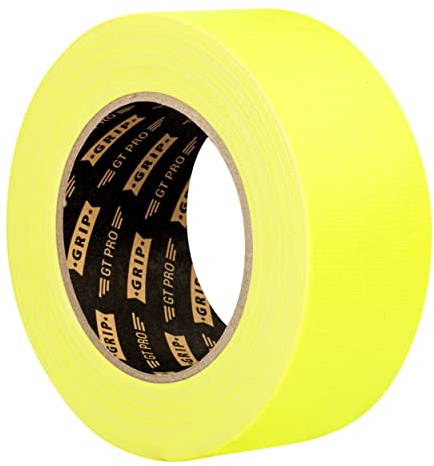 GRIP Eventbasics GT PRO Tape - Premium Neon Gaffa 50 mm x 25 m - neongelb | Neon Gewebeband fluoreszierend, matt, hohe Klebkraft, extrem reißfest, beschriftbar, bis zu 3 Wochen rückstandsfrei ablösbar
