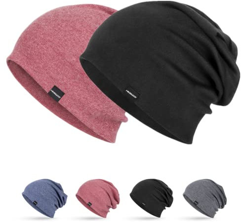 Slouch Beanie Mütze - Leichte Dünne Unisex Jersey Kopfbedeckung für Damen und Herren - Weiche Baumwolle Chemo Mütze für Frühling, Herbst und Winter