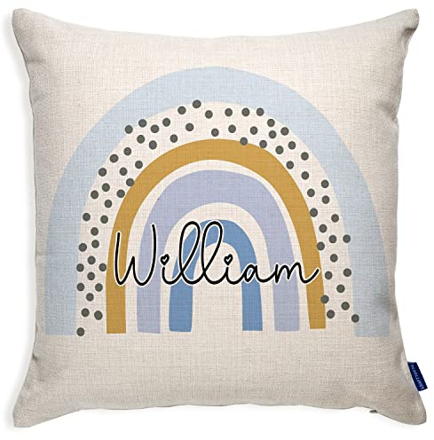 KRAFTYGIFTS Personalised Boys Bedroom Pillow Rainbow Cushion Cover Nursery Birthday Gift KC109