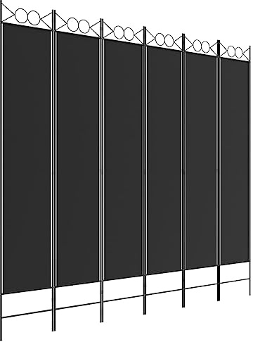 vidaXL Biombo Divisor de 6 Paneles Separador Decoración Habitación Dormitorio Oficina Pantalla Privacidad Pared Plegable de Tela Negro
