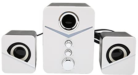 Haut-parleurs D'ordinateur, Haut-parleurs De Jeu Pour PC Haut-parleurs D'étagère Bluetooth Haut-parleurs Woofer Haut-parleurs Multimédia Avec Lumières RVB Pour Ordinateur Portable, Tablette(Blanc)