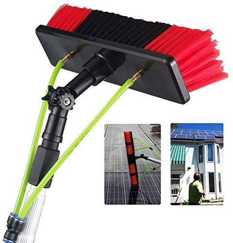 PiurUf 3-12M Window Cleaning Pole, Window Cleaner Kit, Water/Hose Fed Pole, Window Cleaning Brush Equipment, Cleaning Photovoltaic and Solar Panels/5M Rod/30Cm Brush Head