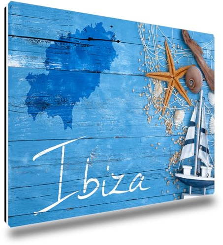 TRIOSK Kühlschrankmagnete Spanien Magnet Insel Ibiza Spruch Souvenir Geschenk Mediterran für Reiselustige Frauen Männer Weltenbummler Kühlschrank stark eckig groß 85x55 mm