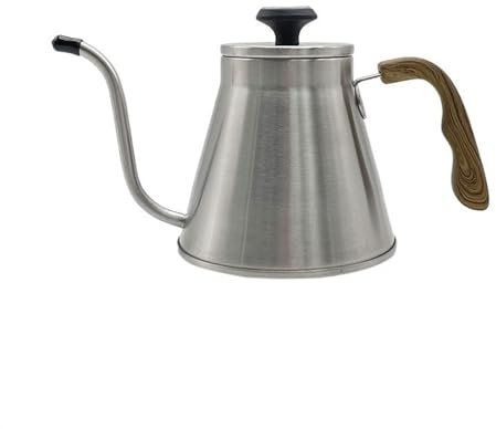 Pot à Cafetière Cafetière à brassage manuel en acier inoxydable 304, grande capacité 1l, à Long bec, avec contrôle de la température, cafetière d'extérieur Bouilloire à café (Color : Silver)