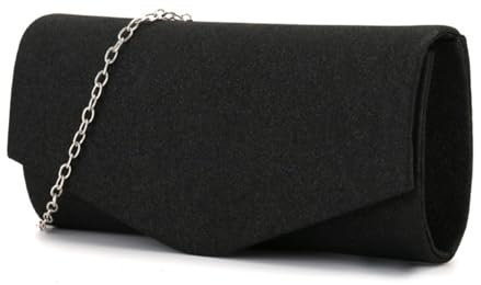 Copbopwn Abendtasche Clutch für Frauen Glitter Envelope Handtasche mit Abnehmbarem Kettenriemen Clutch-Taschen Elegante Crossbody-Taschen für Frauen Bridal Prom Party Hochzeit (schwarz)