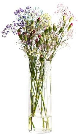 Krosno Classic Glass Vase, 11.8 Inch (300 mm), Simple Elegant Design, Handcrafted Flower Vase, Premium Crystal Glass, Ideal for Home Decor, Floral Arrangements, Made in Europe