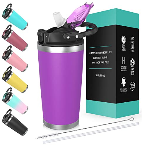 willceal Travel Mug with Lid and Straw 20oz, Vacuum Insulated Coffee Tumbler Cup,Stainless Steel Tumbler, Double Wall Travel Coffee Mug with Splash Proof Lid, Keep Coffee Tea Hot Cold (Purple)