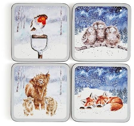 Wrendale Designs Winter Sky Weihnachtsuntersetzer 4er Set, X0010249205