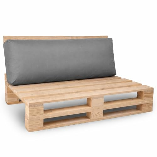 bananair - Palettenkissen Outdoor Wasserdicht und Abnehmbar - Schaumstoffpolsterung, Bequem - Polster Ideal für Europaletten, Palettenmöbel, Gartenmöbel (Rückenkissen, 120 x 40 cm, Dunkelgrau)