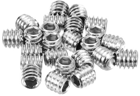 sourcing map 25Pcs Hex Socket Grub Screw, 1/4-20x1/4 304 Stainless Steel Head Socket Set Screws Flat Point Grub Bolt for Door Handles, Light Fixture Repair
