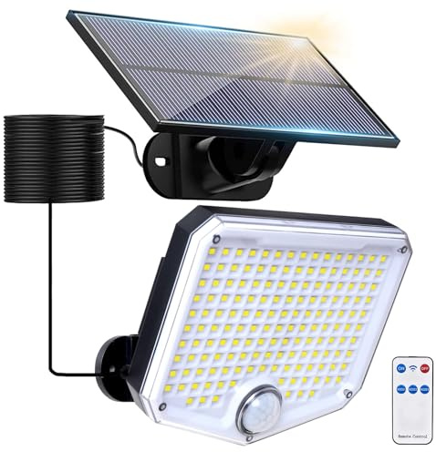 JumJam Solar Flood Lights Outdoor, 153 LEDs Solar Spot Lights Outdoor Motion Sensor, 3 Modes Garden Light Waterproof, PIR Lights for Yard Garage Shed Garden Outside