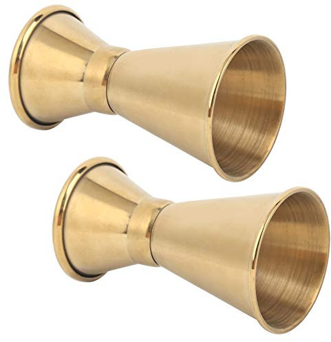 aqxreight Jigger de Cóctel de Acero Inoxidable, Herramientas de Medición de Líquidos para Bar, Hotel, Cafetería, KTV Family Gold ((Borde Rizado Dorado) tamaño pequeño)