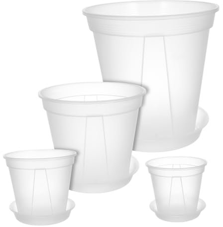 ANDRESLAD Juego de 4 Macetas de Plástico para Orquídeas Macetas Decorativas para Cultivo Y Observación de Raíces