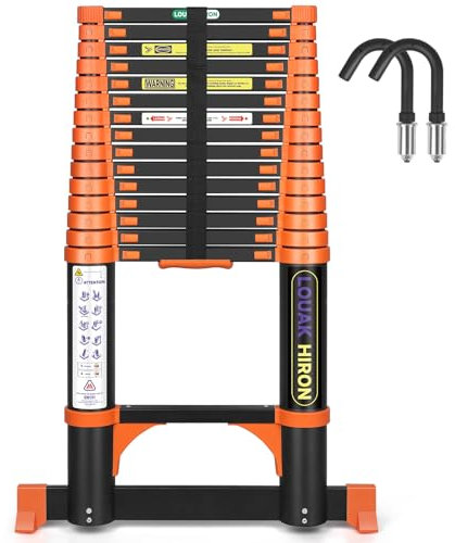 Scala telescopica in alluminio, 4,7 m, allungabile, scala pieghevole 16 m, antiscivolo, in alluminio di alta qualità