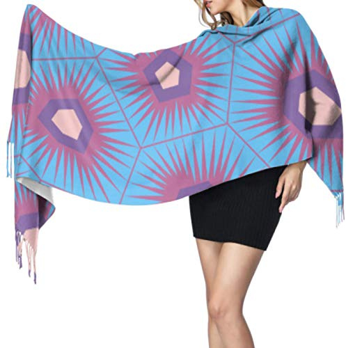 Zdlwaisw Couverture colorée à franges en forme d'oursin, pour femme, 196 x 68 cm, grand pashmina doux extra chaud, Comme indiqué sur la photo, Taille unique
