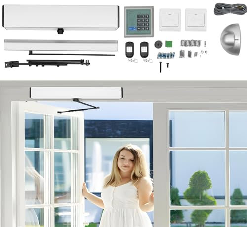 WSIKGHU Automatischer Türantrieb Elektrische Türöffner Türschließer Schließer Schwingtür, 100 kg Drehtürantrieb, Automatischer Türöffner mit 2 Fernbedienungen und 5 ID-Karten