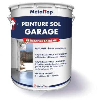 Metaltop - Peinture Sol Garage - Gris anthracite - RAL 7016-1 L - Résistance aux taches, huiles et passages répétés