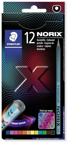 STAEDTLER NORIX 186 Buntstifte – 12 Farben, ab 10 Jahren | Ergonomische Form mit Soft-Oberfläche, bruchfest – für Kinder – Art.-Nr. 186 C12