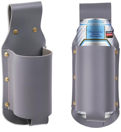 Czzmy Portabottiglie in pelle per cintura, porta bottiglie di birra, regalo per uomini, festa del papà, Natale, bevitori di birra/amanti, accessori per la birra per il viaggio, 1-grigio, 1 pezzo