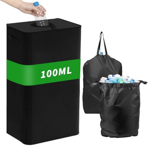 Shyllin Collecteur de Bouteilles avec Couvercle 100L, Poubelle Tri Selectif pour Plastique, Bouteilles Verre, Poubelle Recyclage Exterieur, Poubelle Cuisine Rangement de Bouteilles (Noir)