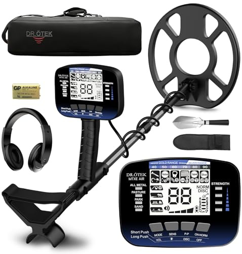 DR.ÖTEK Metal detector per adulti, rivelatore professionale impermeabile oro aggiornato modalità Pinpoint e terreno, kit di metal detector professionale con avvio con un clic, alta precisione, 6