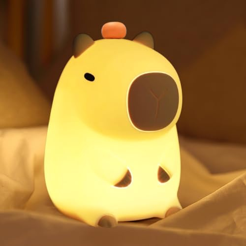 LIAVOP Luce Notturna Bambini, Capibara Lampada Touch, Luce Notturna USB Ricaricabile con Timer, Lucina Notturna Regolabile, Silicone Lampada Animale per Camera da Letto, Cameretta, Bambini, Adulti