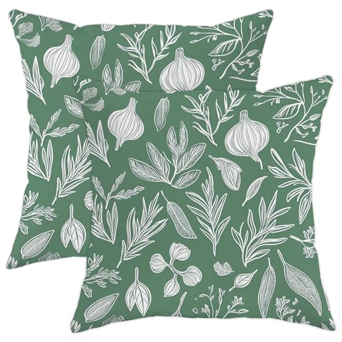 Set di 2 federe per cuscini ornamentali con piante a foglia verde oliva, ispirate alla natura, decorazione primaverile per casa, soggiorno, letto, divano, 71 x 71 cm