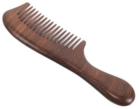 DECORNIJIA Peigne Bois de à Large Dents avec Manche Long Peigne Démêlant Naturel pour Cheveux Longs Texture Douce et Soin