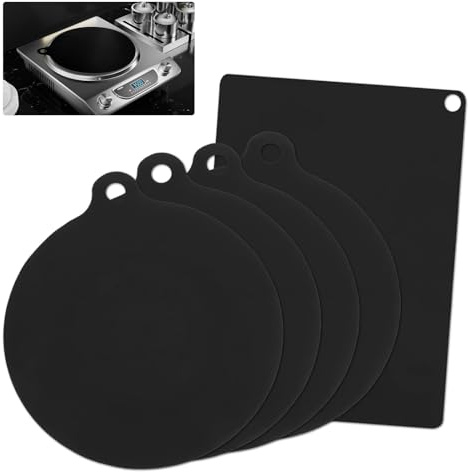 Crynvor 5 Pièces Protege Plaque Induction, Protection Plaque de Cuisson, Tapis Protection Induction Silicone, Coussin pour Cuisinière, Cache Silicone