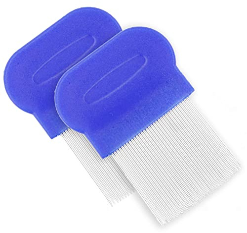 2 stycken lösskam, metalltandlöskam dubbelsidiga tänder för vård och borttagning av mjäll eller löss, tandkam av rostfritt stål och dubbelsidig tandkam, för att ta bort löss
