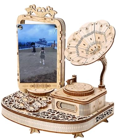 Puzzle 3D en bois, modèle de gramophone à faire soi-même, ornement de bureau créatif, cadeau pour adolescents et adultes (169 pièces)