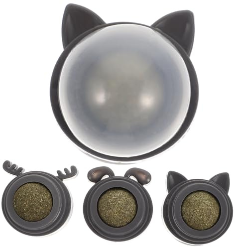 Toyvian Balles à Lécher à l'herbe à Chat Rotatives Naturelles 3 Pcs Adhésives Jouets D'intérieur pour Chat Stimulant Santé Bucco-Dentaire