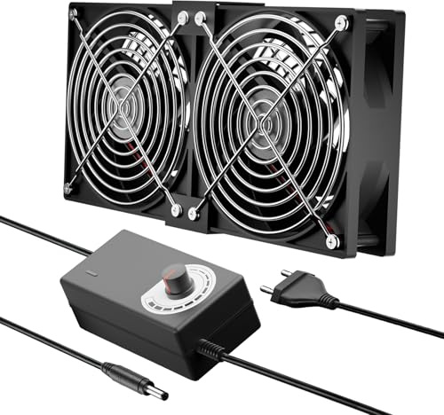 2 pièces Ventilateur PC 120 mm 5V avec L/M/H 3 vitesses réglables Ventilateur de refroidissement électronique 2700 tr/min avec grille en métal pour ordinateur portable/TV Box/armoire AV