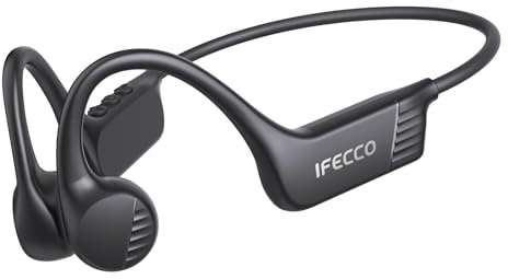 IFECCO Knochenschall Kopfhörer Bluetooth 6.0, Open Ear Kopfhörer Kabellos IP67 wasserdichte Schweißfeste Bone Conduction Headphones, Sportkopfhörer für Fitness Radfahren Läufer Fahrrad