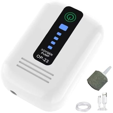 Tyst akvarieluftpump – USB-driven syrepump för akvarier, hydroponiska system och små dammar | ultratyst, energieffektivt och justerbart flöde för inomhus- och utomhusbruk