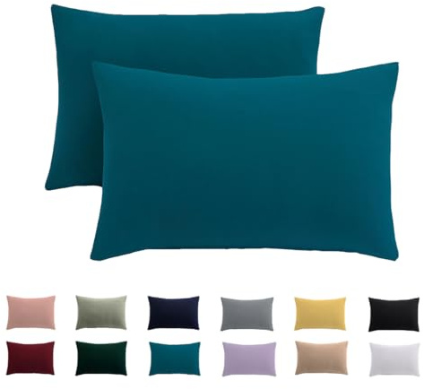Set di 2 federe 70 x 90 cm, motivo petrolio, 70 x 90 cm, per cuscini in 100% microfibra, non necessita di stiratura e senza pieghe con chiusura lampo