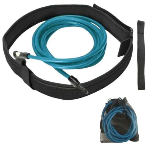 1 Stück Schwimmgürtel Pool 4M Einstellbarer Trainingsgürtel für Widerstandstraining Erwachsene Kinder Stationäres Schwimmen Elastische Leine Blau Hochwertiges Fitness Poolzubehör