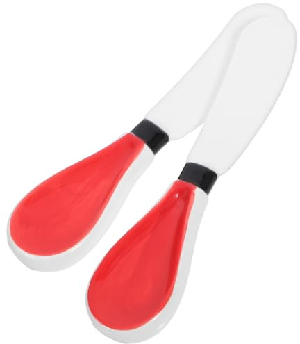 ANDRESLAD Espátulas para Queso y Mantequilla 2 Piezas, Cuchillos Multiusos de Cerámica, Raspadores Pequeños para Mermelada y Aderezos, Utensilios de Cocina para Untar y Esparcir en Hogar